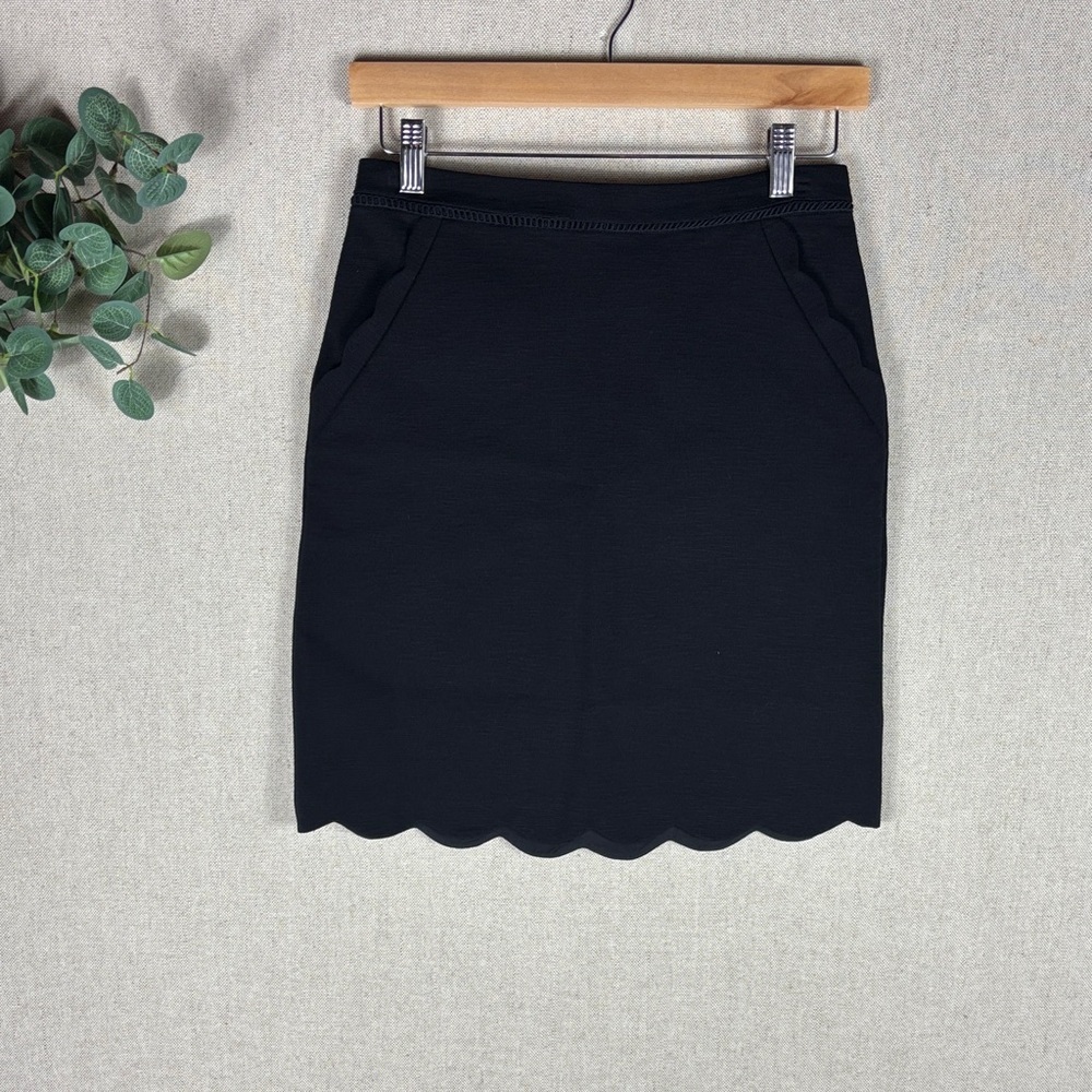 Skies are Blue > New with Tags Black Bernice Scallop Hem Knit Skirt